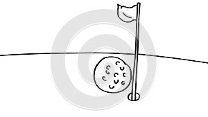 Golf hole in one par 3 drawing 2D Animation