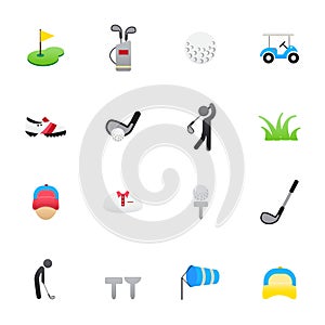 Golf Icons. Set of Sport Icons, Vector Illustration Color Icons Flat Style.