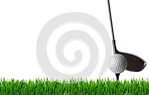 Golf invitation Design poster frame, golf ball and golf club on lawn