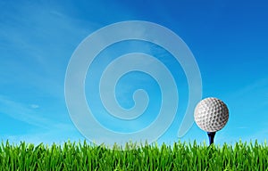 Golf invitation Design poster frame, golf ball on lawn