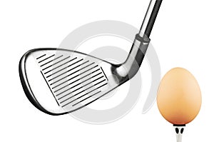 golf iron club and egg