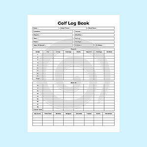 Golf journal KDP interior. Golf game score information recorder and weather checker template. KDP interior logbook. Golf cart