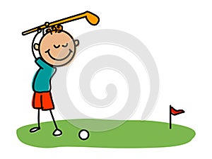 Golf kid.Cartoon kid vector illustration.