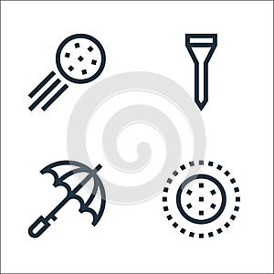 Golf line icons. linear set. quality vector line set such as golf ball, umbrella, tee