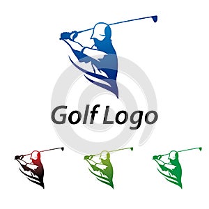 Golf Logo Abstract Swing and Hit the Ball