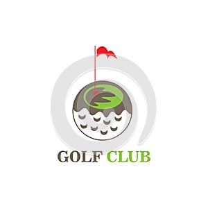 Golf logo illustration flag ball design template vector