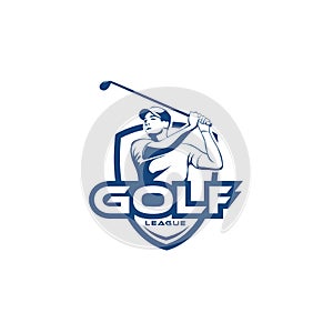 Golf man league team logo template