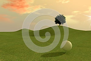 Golf match at sunset
