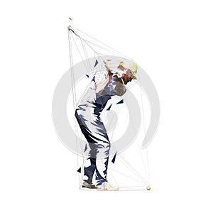 Golf player, abstract isolated low polygonal vector illustration. Geometric golfer logo