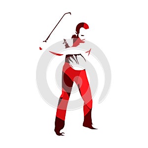 Golf player, abstract red vector silhouette