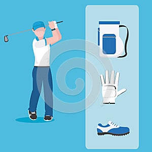Golf player with accesories