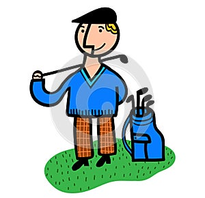 Golf player with bag