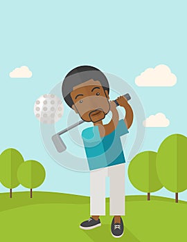 Golf player on field