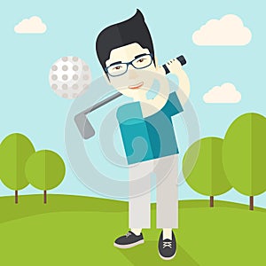 Golf player on field