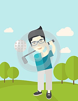 Golf player on field