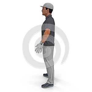 Golf Player in a gray shirt on a white. 3D illustration