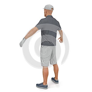 Golf Player in a gray shirt on a white. 3D illustration