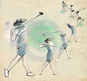 Golf Player - An hand drawn and painted illustration