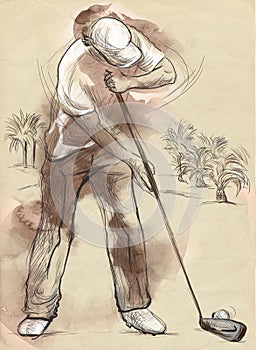 Golf Player - An hand drawn and painted illustration