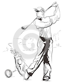 Golf Player - An hand drawn and painted illustration