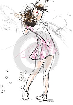 Golf Player - An hand drawn and painted illustration