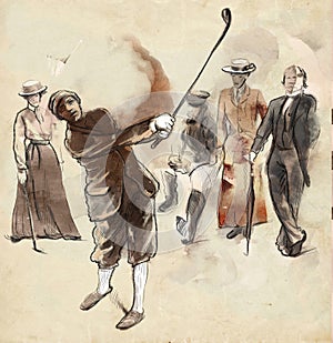 Golf Player - An hand drawn and painted illustration