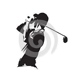 Golf player icon, golfer vector silhouette photo