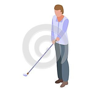 Golf player icon, isometric style
