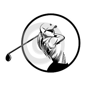 Golf player icon logo