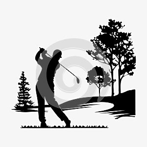 Golf player, isolated vector silhouette.