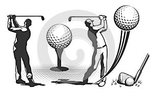 Golf player in retro style
