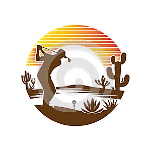 golf player silhouettes vector