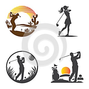 golf player silhouettes vector