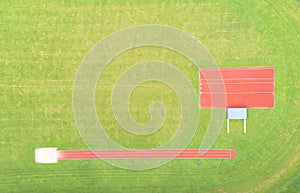 Golf practise putting and driving range aerial view from above