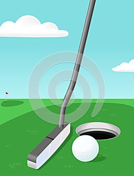 Golf: putter and ball