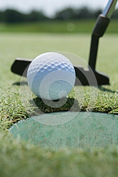 Golf Putter, Ball and Green