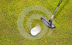 Golf: putter club with golf ball