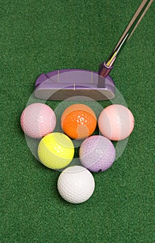 Golf Putter and Colored Balls