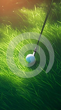 Golf ready Ball on lush green, capturing the essence of play