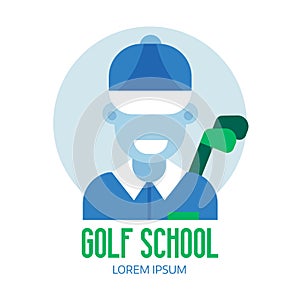 Golf School Emblem with Golfer Icon