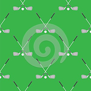 Golf Seamless Pattern. Summer Sport Background. Balls and Sticks Isolated on Green