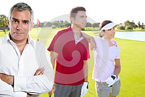 Golf senior golfer man portrait with couple