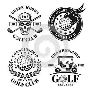 Golf set of four vector isolated vintage emblems