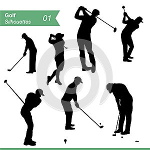 Golf Silhouettes Vector Set