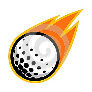 Golf sport ball comet fire tail flying logo