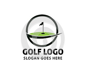 Golf sport course field community championship league vector logo design