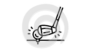 golf sport game line icon animation