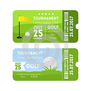 Golf Sport Ticket Set. Vector