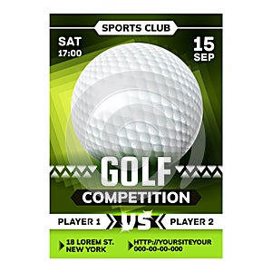 Golf Sportive Game On Meadow Flyer Poster Vector