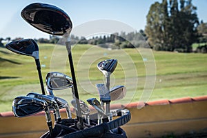 Golf sticks ,outdoors sports at Montecastillo Golf Club, Jerez de la Frontera, Cadiz, Spain photo